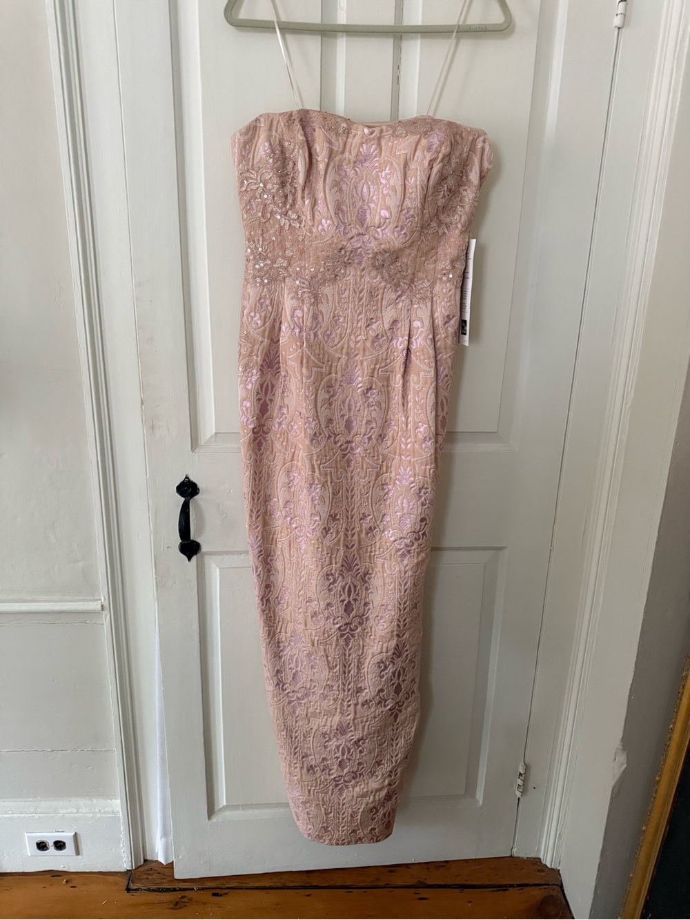 Kay Unger Blush Pink Strapless Evening Dress